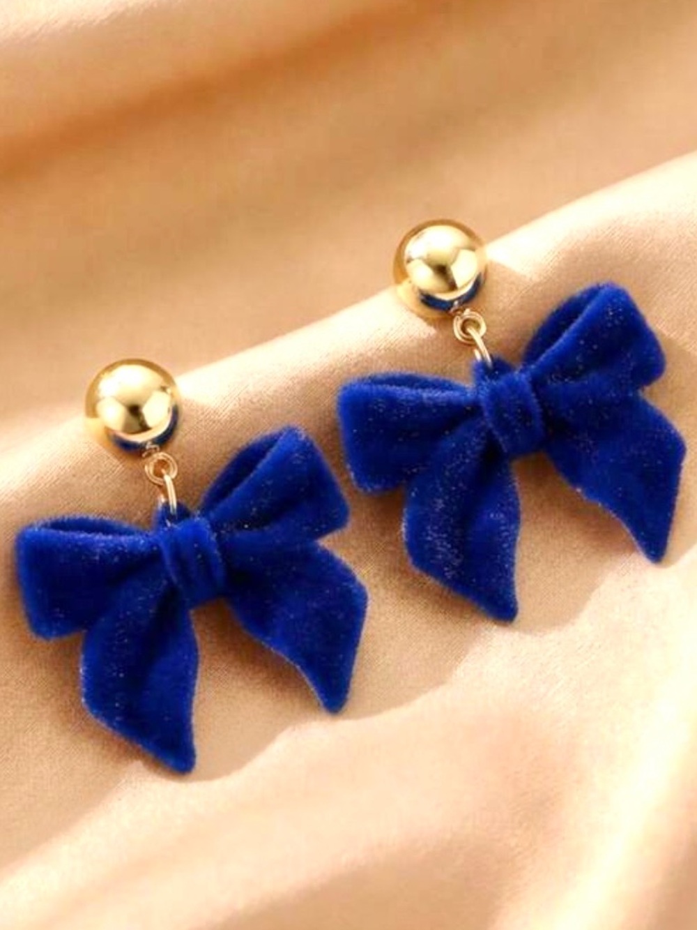 Blue Velvet Bow Earrings